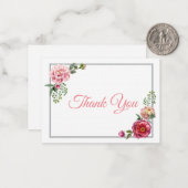 Floral Rozen Dank u Notitiekaartje (Voorkant / Achterkant in situ)