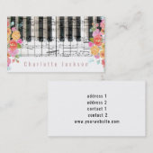 Floral rozen Decor Pianist Muziek Visitekaartje (Voorkant / Achterkant)