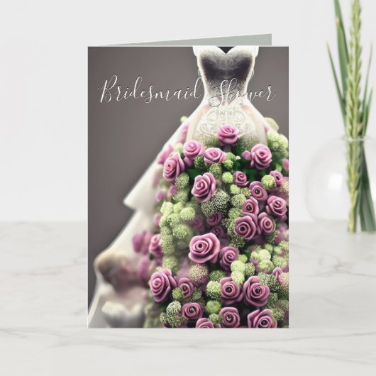 Floral Rozen Dress Vrijgezellenfeest Kaart (Voorkant)