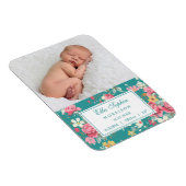  Floral Rozen Foto geboortebekendmaking Magneet (Rechterzijde)