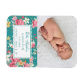  Floral Rozen Foto geboortebekendmaking Magneet (Horizontaal)