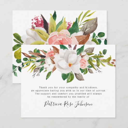 Floral Rozen Funeral Memorial Dank u Bedankkaart (Voorkant / Achterkant)