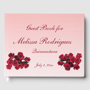 Floral Rozen Garden Flowers Quinceanera Guest Book Gastenboek