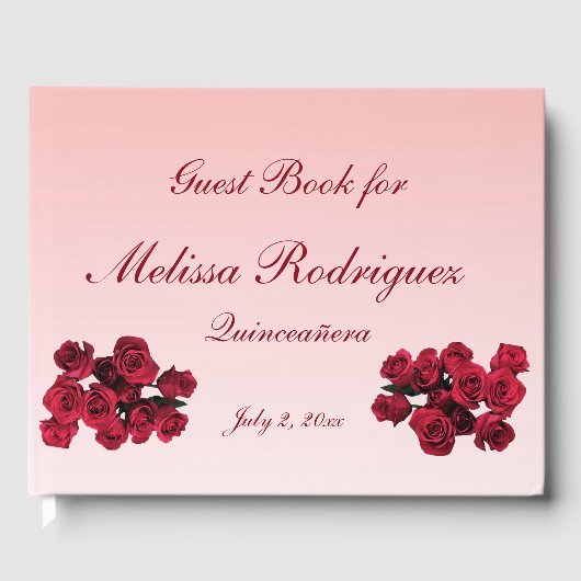 Floral Rozen Garden Flowers Quinceanera Guest Book Gastenboek (Voorkant)