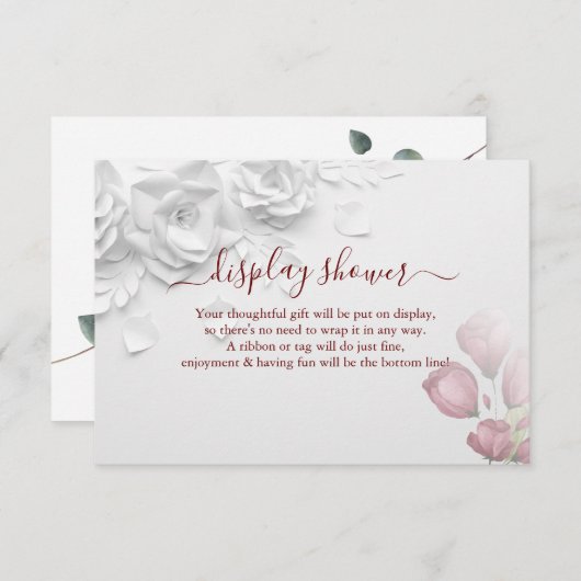 Floral Rozen geven een bridal bruiloft-douche weer Informatiekaartje (Voorkant / Achterkant)