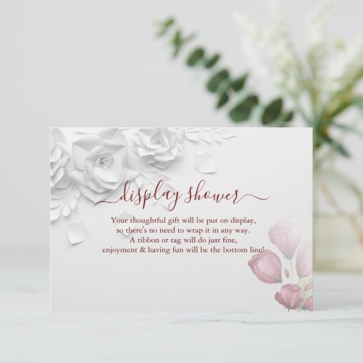 Floral Rozen geven een bridal bruiloft-douche weer Informatiekaartje (Staand voorkant)