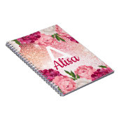 Floral rozen Glitter ontwerp Notitieboek (Rechterzijde)