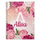 Floral rozen Glitter ontwerp Notitieboek (Voorkant)