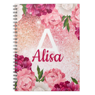 Floral rozen Glitter ontwerp Notitieboek