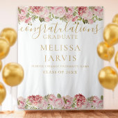 Floral Rozen Gold Script Afstuderen Foto achtergro Wandkleed