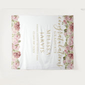 Floral Rozen Gold Script Afstuderen Foto achtergro Wandkleed (Voorkant (horizontaal))