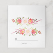 Floral Rozen Greenery (roze en groene Waterverf) Plaatskaartje (Buitenkant ongevouwen)