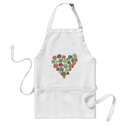  Floral Rozen Heart Kitchen Koken Apron Standaard Schort (Voorkant)