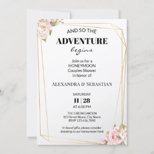 Floral Rozen Honeymoon Shower Kaart