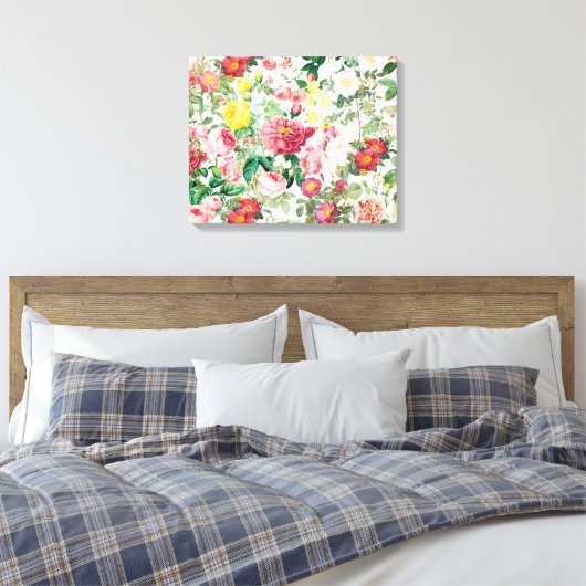 Floral Rozen lentestuin Canvas Afdruk (Insitu (Slaapkamer))
