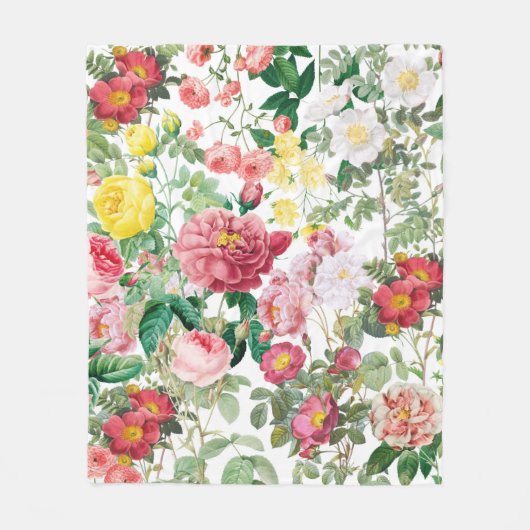 Floral Rozen  lentestuin Fleece Deken (Voorkant)