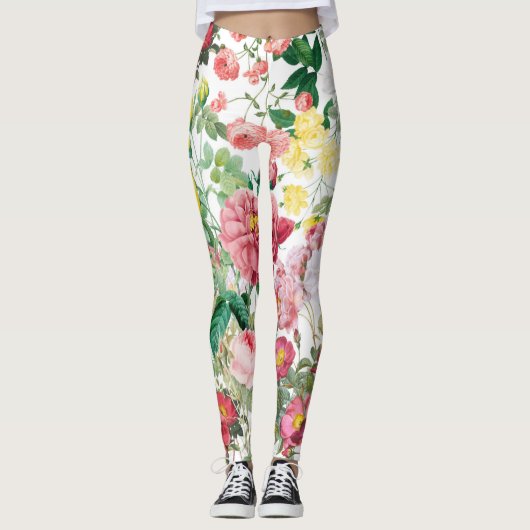 Floral Rozen lentestuin Leggings (Voorkant)