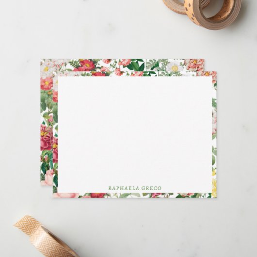 Floral Rozen  lentestuin Notitiekaartje (Voorkant / Achterkant in situ)