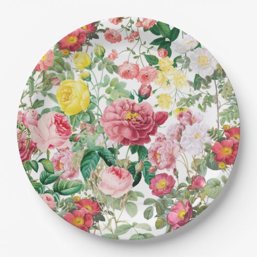 Floral Rozen  lentestuin Papieren Bordje (Voorkant)