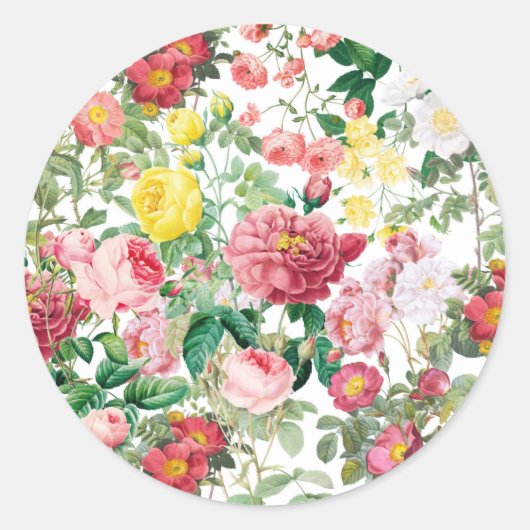 Floral Rozen  lentestuin Ronde Sticker (Voorkant)