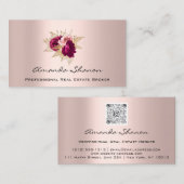 Floral Rozen Logo QR-code voor de bruiloft Visitekaartje (Voorkant / Achterkant)