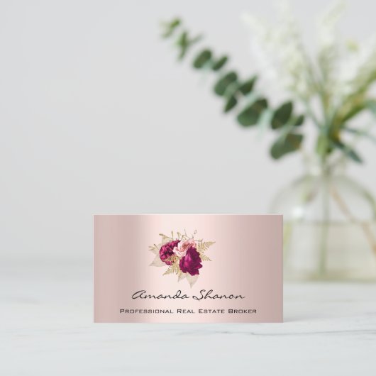 Floral Rozen Logo QR-code voor de bruiloft Visitekaartje (Staand voorkant)