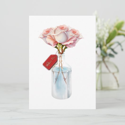 Floral rozen moederdag feestdagenkaart (Staand voorkant)