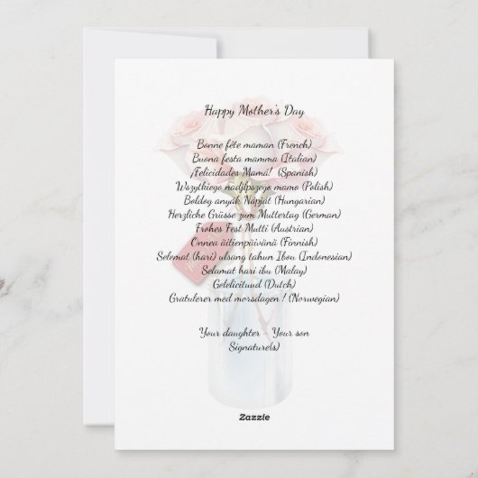 Floral rozen moederdag feestdagenkaart (Achterkant)