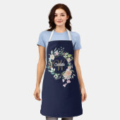 Floral Rozen Monogram Gold Script Navy Blue Schort (Gedragen)