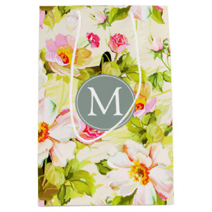 Floral Rozen Peonies Monogram MGB Medium Cadeauzakje