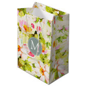 Floral Rozen Peonies Monogram MGB Medium Cadeauzakje (Voorkant Gekanteld)