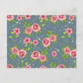  Floral Rozen Roze Groen Patroon Briefkaart (Voorkant)