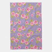  Floral Rozen Roze Paars Patroon Theedoek (Verticaal)