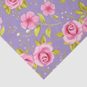  Floral Rozen Roze Paars Patroon Tissuepapier (Detail)