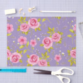  Floral Rozen Roze Paars Patroon Tissuepapier (Craft)