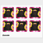 Floral Rozen Roze Zwarte Product Etiketten Gold Li (Vel)