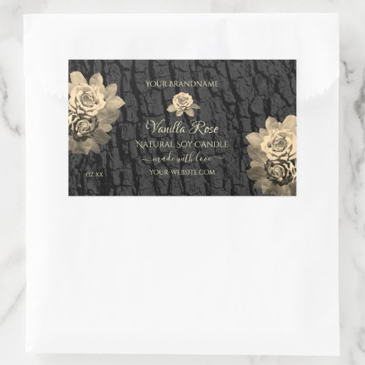 Floral Rozen Rustic Black Tree Bark Product Labels (Tas)