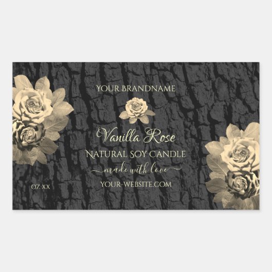 Floral Rozen Rustic Black Tree Bark Product Labels (Voorkant)