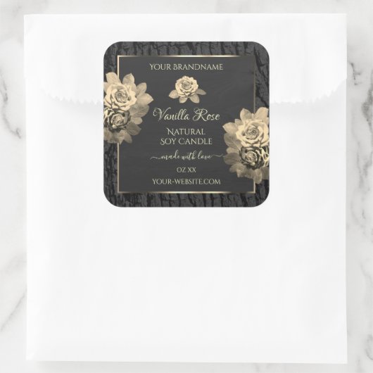 Floral Rozen Rustic Black Tree Bark Product Labels (Tas)