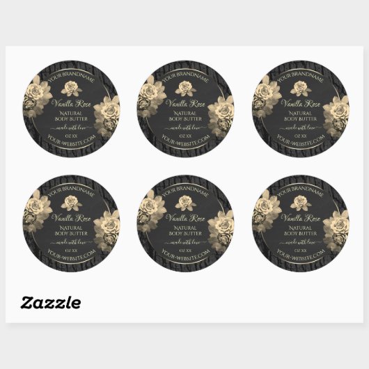 Floral Rozen Rustic Black Tree Bark Product Labels (Vel)