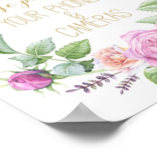 floral rozen unplugged bruiloft printplaat poster (Hoek)
