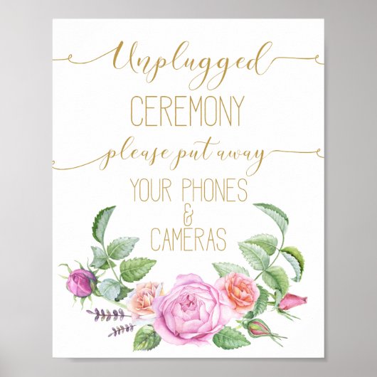 floral rozen unplugged bruiloft printplaat poster (Voorkant)