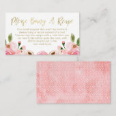 Floral Rozen Vrijgezellenfeest Recept Kaart Verzoe Visitekaartje (Voorkant / Achterkant)