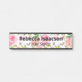 Floral Rozen Waterverf Deurteken Naam Bord Deurbordje (Voorkant)
