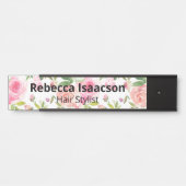 Floral Rozen Waterverf Deurteken Naam Bord Deurbordje (Voorkant)