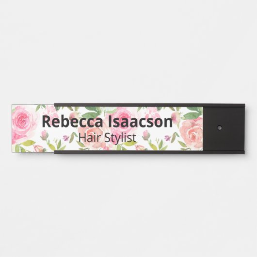 Floral Rozen Waterverf Deurteken Naam Bord Deurbordje (Voorkant)