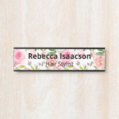 Floral Rozen Waterverf Deurteken Naam Bord Deurbordje (Voorkant)