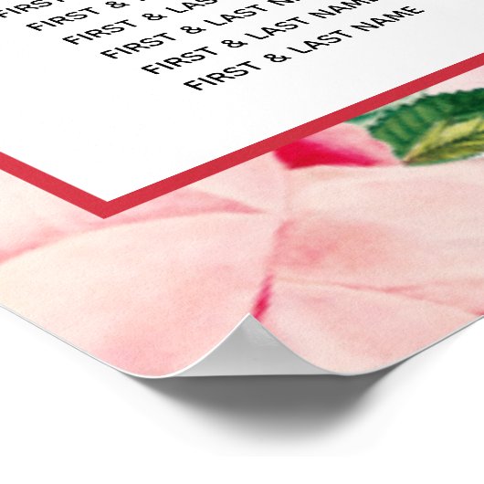  Floral Rozen Wedding Seating Chart Poster (Hoek)