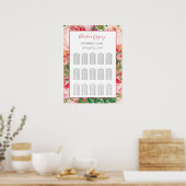  Floral Rozen Wedding Seating Chart Poster (Keuken)