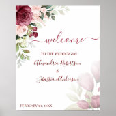 Floral Rozen Wedding Welcome Sign Poster (Voorkant)